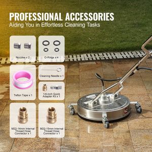 Pulitore per superfici ad alta pressione da 20 pollici in acciaio inossidabile, 4500 PSI massimi, connettore da 3/8 di pollice con maniglie e ruote - Product Image 6