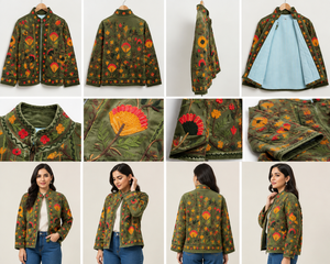 เสื้อแจ็คเก็ตกำมะหยี่ผู้หญิงแบบซูซานี ผลิตตามสั่ง/แบรนด์ส่วนตัว |   งานปักมือแบบทอสำเร็จรูป |   ออกแบบตามสั่งและผลิตโลโก้จำนวนมาก - Product Image 5