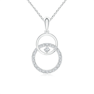 Colgante de Doble Círculo con Ojo Turco y Diamante Cultivado Redondo, Oro 10K 14K 18K, Plata 925 935, Joyería Fina, Regalo para Boda o Fiesta - Product Image 3