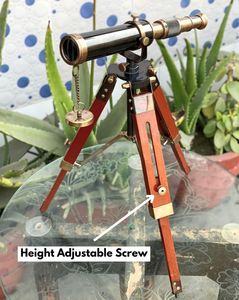 Telescopio Náutico Vintage de Latón con Trípode de Madera, Monocular Antiguo, Telescopio Decorativo, Regalo Marítimo - Product Image 6