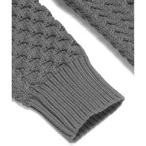 Pull à col roulé en tricot pour homme, couleur unie gris, manches longues, pull d'hiver, coupe classique, matière acrylique - Product Image 5
