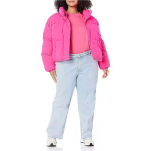 Manteau d'hiver oversize pour femme avec rembourrage en coton, doudoune courte d'extérieur avec col contrastant pour femme - Product Image 4