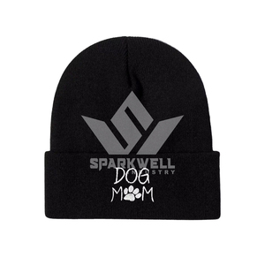 Gorro unisex negro con bordado de mamá de perro, gorro de invierno informal para adultos, 56-58 cm - Product Image 1