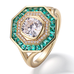 Anillo de Diamantes de Oro Amarillo de 18K, Piedra Principal de 1CT, Corte Cojín, Diamante de Laboratorio Certificado por IGI, Anillo de Compromiso para Mujer - Product Image 1