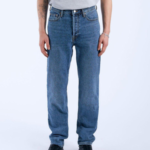 Jeans de Mezclilla de Algodón de Pierna Recta de Calidad Premium, Cintura Alta, Lavado a la Piedra, Peso Medio, Estilo Casual para Hombre, Otoño - Product Image 1