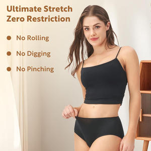 Braguitas de cintura alta sin costuras para mujer, ropa interior transpirable de una pieza con logotipo personalizado, tejido sin marcas, OEM - Product Image 3
