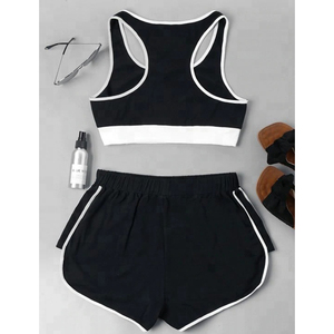 Nouveautés : Ensemble haut et short de fitness pour femme, grande taille, haute qualité, respirant, coton/fibre de bambou, été - Product Image 6