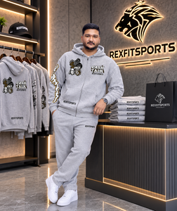 เสื้อฮู้ดซิปแบบมีลายกราฟิกสีเทาแบบกำหนดเอง REXFITSPORTS 2026 ผ้าฝ้ายผสมโพลีเอสเตอร์ ผ้าฟลีซ สตรีทแวร์ เสื้อสเวตเชิร์ตซิปเต็มตัว แบรนด์ส่วนตัว - Product Image 5