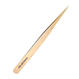 Pince à épiler professionnelle en acier inoxydable à 90 degrés pour extensions de cils, rose, pour extensions de cils volume - Product Image 1