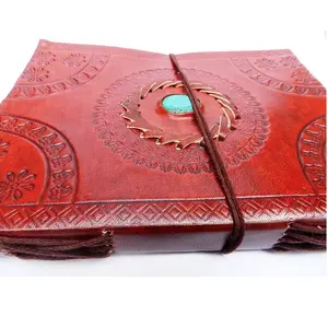Leather Journal Book Natural Quartz Crystal Stone Handmade Notebook Diary Sketchbook in Bulk