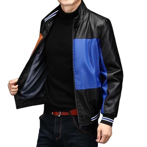 Personalizado Stitchmode hombres invierno Delgado Stand Collar moda empalmado polar cálido chaqueta de cuero de motocicleta de calidad superior - Product Image 4