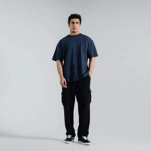 Camiseta unisex oversize de corte holgado con hombros caídos, color liso, manga corta, estilo casual, de algodón, para streetwear. - Product Image 1