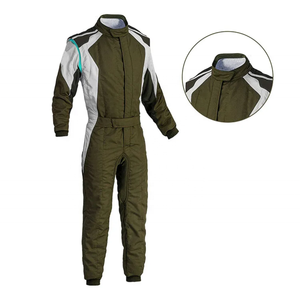 Traje de Carreras Verde Oliva con Bloques Blancos, Ignífugo, para Motociclismo, Manga Larga, para Hombre, para Todas las Temporadas - Product Image 5