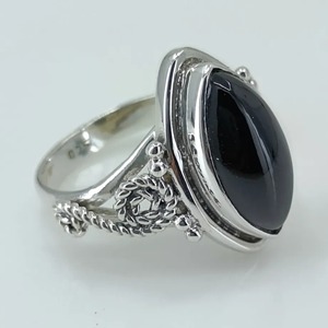 Black Onyx <b>Ring</b> 925 Sterling <b>Silver</b> Handmade Boho <b>Statement</b> Promise <b>Ring</b> for Women Natural Black Onyx Marquise July Birthstone - Product Image 1