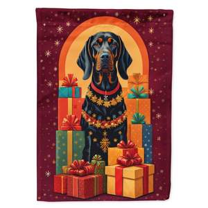 Drapeau de jardin de Noël multicolore pour les fêtes Noir Tan Coonhound Bannière décorative de jardin pour le patio Oeuvre d'art pour les boîtes aux lettres de parterres de fleurs - Product Image 1