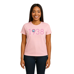 Camiseta Gráfica Rosa para Mujer, Estilo 1938, Informal, para Uso Diario, Estilo Urbano, Cómoda, Suave, Ropa de Moda - Product Image 1