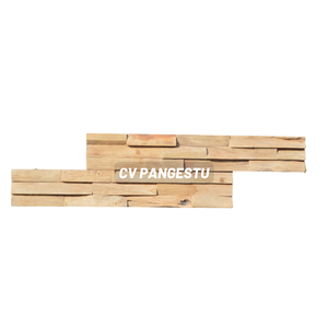 Natural Teak Wood Geometric Modern Sound-Absorbing Wall Panel Stacked Cladding Rustic Interior Decorative Accent Living Room - Product Image 1