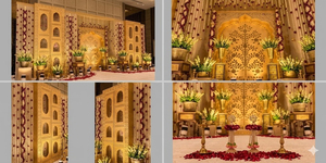 Royal Rajasthani <b>Wedding</b> Stage Setup With Stylish Mirror Panels Trending Palace Style <b>Wedding</b> Mirror Stage Mughal Style <b>Frames</b> - Product Image 6