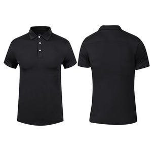 Men's Black Short Sleeve Polo <b>Shirt</b> Slim Fit Quick Dry Solid Color Casual Knitted <b>Polyester</b> T-<b>Shirt</b> - Product Image 1
