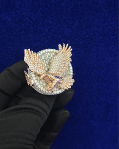 Bagues aigle en grappe coupe baguette bagues de fiançailles Hip Hop personnalisées ou cadeau d'anniversaire de mariage bagues en argent sterling 925 glacées - Product Image 5