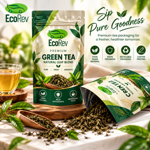 EcoRev Premium Black Tea Stand up Pouch Valve Laminated BOPP/VMCPP Food Grade Zipper Top Packaging Recyclable Custom Printed - Product Image 5
