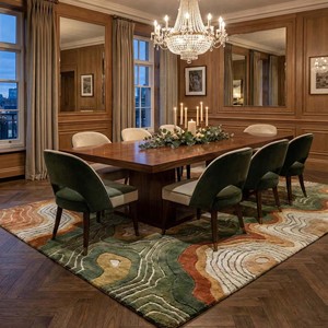 Alfombra Topográfica de Lujo, Diseño Abstracto Verde y Marrón, Alfombra Moderna Hecha a Mano para Sala de Estar, Vestíbulo de Hotel, Decoración de Interiores - Product Image 6