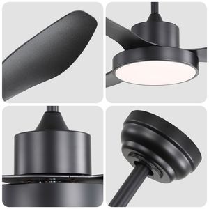 Ventilatore da soffitto reversibile da 47 pollici con motore DC, luce LED da 22W e telecomando a 6 velocità per camera da letto - Nero - Product Image 3