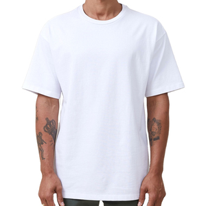 2025 Factory Wholesale Custom Men's Plus Size T-Shirt Thick Collar Anti-Wrinkle Cotton <b>White</b> Solid Box Blank <b>Tee</b> Boxy Fit Shirts - Product Image 5
