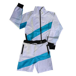 Short Set Hooded Plus Size Printed Spandex Polyester <b>Jacket</b> Breathable Lightweight Two Color - Product Image 3