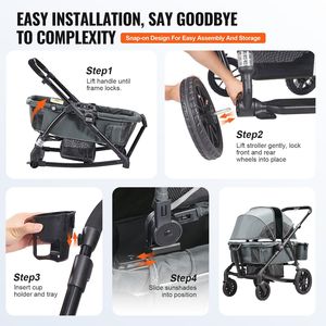 Carrozzina Pieghevole 2-in-1 per Tutti i Terreni, 2 Posti, con Tettuccio e Organizer per Genitori, Ideale per Avventure all'Aperto - Product Image 6