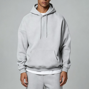 Custom Blank Regular <b>Grey</b> Tracksuit for Men Heavyweight Cotton Fleece Anti-Pilling 300g <b>Hoodie</b> Sweatpants Two Piece Streetwear - Product Image 3