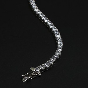 Rhodium-Plattiertes Zirkon-Tennisarmband Brillantschliff Krallenfassung Feine Kettenglieder Schmuck 925 Silber Damengeschenk Party Trendy Mansi - Product Image 3