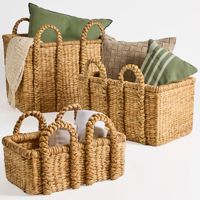Panier en jacinthe d'eau naturelle à bas prix, paniers tressés pour rangement et organisation de placards