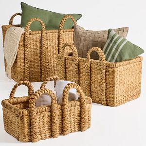 Panier en jacinthe d'eau naturelle à bas prix, paniers tressés pour rangement et organisation de placards - Product Image 1