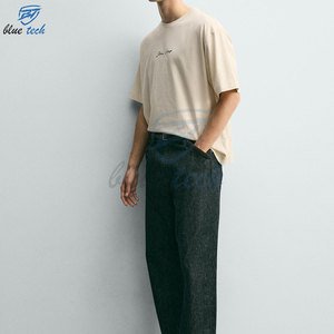 Camiseta de algodón de manga corta con cuello redondo y estampado de letras para hombre, estilo casual, de Blue Tech - Product Image 4