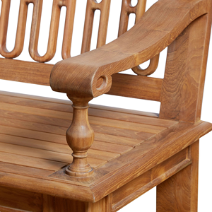Solid Teak Wood <b>Bench</b> with Backrest and Armrests Classic Wooden <b>Bench</b> for <b>Indoor</b> Outdoor Furniture - Product Image 6