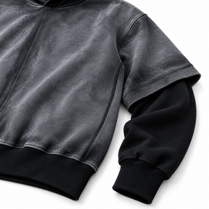 Sudadera con Capucha de Doble Capa para Hombre, Estilo Vintage Lavado, Oversize, Streetwear, con Logotipo Personalizado, Marca Privada, Fabricante Mayorista - Product Image 5