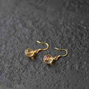 ต่างหูห้อยประดับพลอยซิทริน เงินแท้ 925 ชุบทอง 14k ของขวัญประจำเดือนพฤศจิกายนสำหรับเธอ - Product Image 5