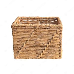 COUNTER SORT Vintage Geometric Hyacinth Rectangle Laundry <b>Basket</b> Cut-out Handles Eco-Friendly Multifunction Clothes Organizer - Product Image 5