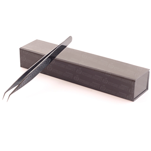 Pince à épiler pour extensions de cils en acier inoxydable de haute qualité, couleur plasma, emballage boîte 1 pièce, fabrication artisanale, logo personnalisé - Product Image 1