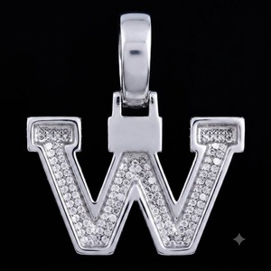 Colgante de Letra V de Moissanita Chapado en Oro Rosa de Lujo sobre Plata 925, con Micro Pavé y Corte Brillante Redondo, Estilo Hip Hop, Amuleto de Regalo Unisex - Product Image 3