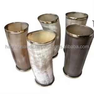 Natural Horn Glass Brass Rim Eco-friendly Food Safe Asian Zen Style Shot Glass 50-100ml <b>Whiskey</b> Wine Drinking Barware - Product Image 3