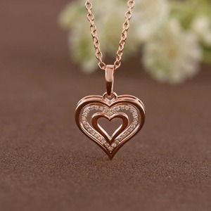 Elegant Design Lab Grown Diamond Triple Heart 14K Solid Gold Pendant <b>Necklace</b> for Women-Wedding Party & Anniversary - Product Image 5