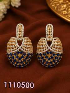 Ping Bling Luxury Gold Plated <b>Blue</b> Cubic Zirconia <b>Stud</b> <b>Earrings</b> for Women Designer Party Wedding Fashion Jewelry - Product Image 1