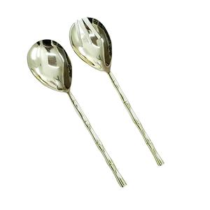Juego de cubiertos de precio confiable de juego de ensalada con mango de diseño de bambú de buena calidad disponible con etiqueta privada personalizada - Product Image 1