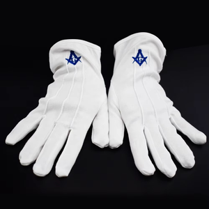 Gants blancs de franc-maçon personnalisés en coton avec broderie, gants de franc-maçon de haute qualité avec logo Royal Arch, gants maçonniques blancs - Product Image 4