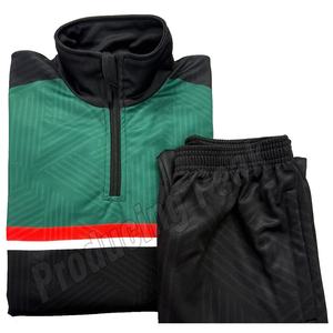 Ensemble de survêtement 2 pièces pour homme avec fermeture éclair sur le devant, col montant, tenue d'entraînement, logo personnalisé, vêtements de sport de football, tenue de course à pied, OEM ODM - Product Image 4