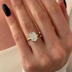 Anillo de Compromiso y Boda con Diamante Cultivado en Laboratorio, Halo Oculto, 4 Quilates, Oro 14k/18k, Dos Tonos, Plata de Ley, Certificado IGI, VVS - Product Image 2