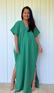 Factory Price Double Gauze Cotton <b>Maxi</b> Dress Loose Fit Summer Dress Breathable Boho Dress Side Slit Lounge Dress - Product Image 3