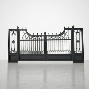 Puerta de entrada de hierro forjado macizo de estilo europeo; galvanizada en caliente para resistencia al óxido; fácil de montar; color personalizable. - Product Image 1